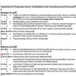 Programm Luxemburg u. Echternach