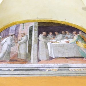 Die Reue des Geizigen von Spoleto, der sich geweigert hatte, den Franziskaner-Brüdern zu helfen