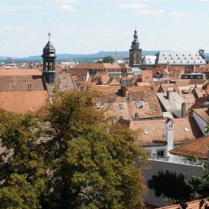 Blick vom Rosengarten in Bamberg auf die Stadt