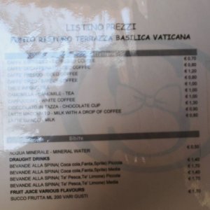 Getrnkepreisliste Dachcaf/Petersdom