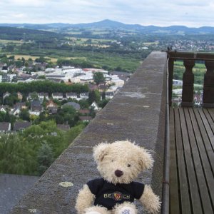 Bernie auf dem Turm der Abteikirche