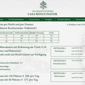 Preisliste Casa Bonus Pastor, bis 25.3.12