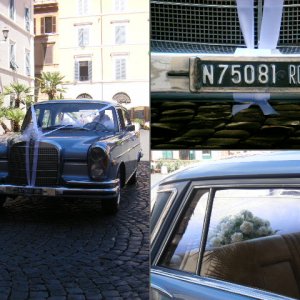 Hochzeitsauto vor der Kirche S. Maria in Trastevere
