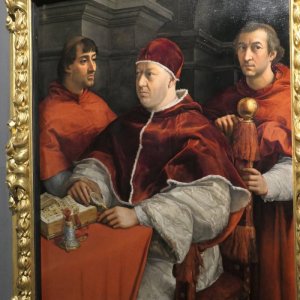 Ritratto del Papa Leone X con i cardinali Giulio de´ Medici e Luigi de´ Rossi