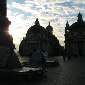 Ein Sonnenaufgang auf der Piazza del Popolo
