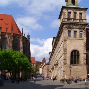 Nrnberg Rathausplatz mit der Apsis von St. Sebald
