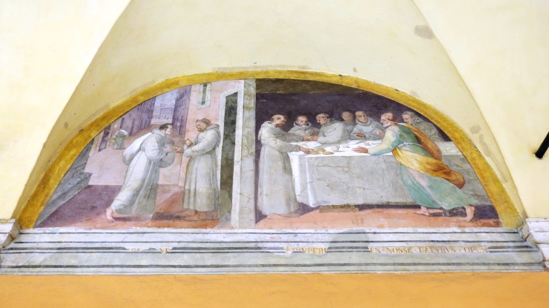 Die Reue des Geizigen von Spoleto, der sich geweigert hatte, den Franziskaner-Brüdern zu helfen